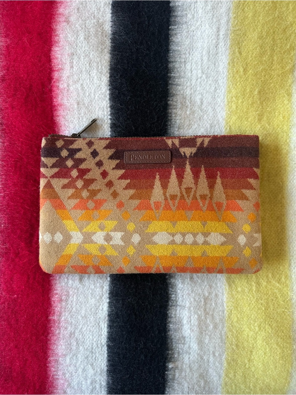 Pendleton Multicolor Aztec Wool Clutch in Yellow, Orange & Brown